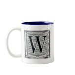 Block Letter "W" Woodcut Woodblock Inital Mugs
