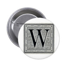 Block Letter "W" Woodcut Woodblock Inital Pins