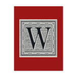 Block Letter "W" Woodcut Woodblock Inital
