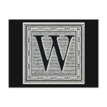 Block Letter "W" Woodcut Woodblock Inital