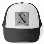 Block Letter "X" Woodcut Woodblock Inital Trucker Hats