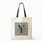 Block Letter "Y" Woodcut Woodblock Inital Canvas Bags