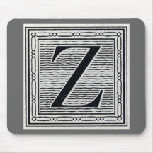 Block Letter "Z" Woodcut Woodblock Inital Mouse Mats