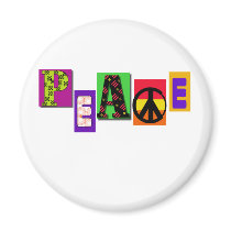 Block Letters Peace magnets