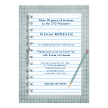 Block Note Retirement Personalised Invite