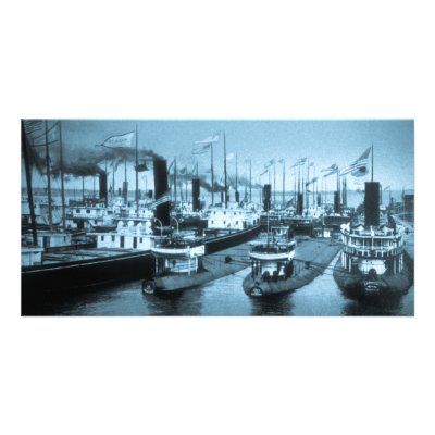Blockade of Boats, Ste. Saint Marie Personalized Photo Card by scenesfromthepast