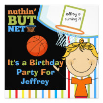 Blond Boy Basketball Birthday Invitations invitations