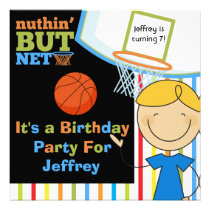 Blond  Boy Basketball Birthday Invitations invitations