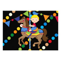 Blond Boy Carousel Birthday 5x7 Invitation invitations