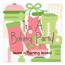 Blond Girl Baking Party Birthday Invitations invitations