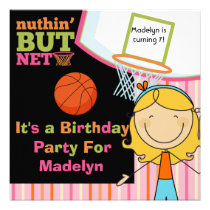 Blond Girl Basketball Birthday Invitation invitations