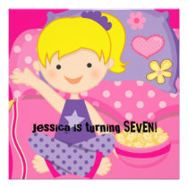 Blond Girl Slumber Party Birthday Invitation invitations