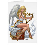 Blonde Angel with Golden Heart-shaped Harp - Al Ri