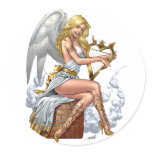 Blonde Angel with Golden Heart-shaped Harp - Al Ri stickers