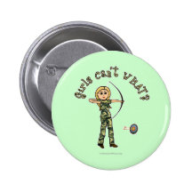 Blonde Archery in Camouflage Pinback Button