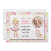 Blonde Ballerina Birthday Party Invitation
