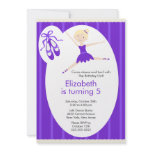 Blonde Ballerina Dance Birthday Invitation Purple