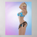 Blonde Beach Babe Pinup Hottie: Digital Art