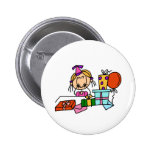 Blonde Birthday Girl With Gifts T-shirts and Gifts Buttons