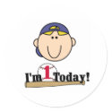 Blonde Boy Baseball 1st Birthday stickers