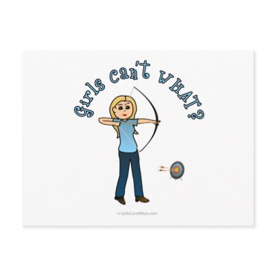 Blonde Female Archery in Blue Postcard