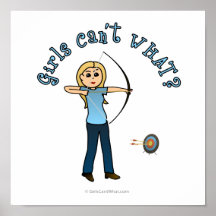 Blonde Female Archery in Blue Posters