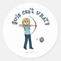 Blonde Female Archery in Blue Sticker