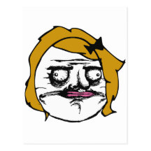 Blonde Female Me Gusta Comic Rage Face Meme Postcards