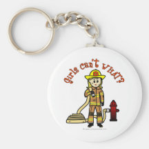 Blonde Firefighter Girl Keychain