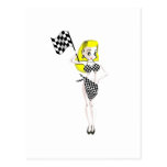 Blonde Flag Girl Post Card