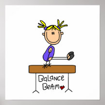 Blonde Girl Gymnast on Balance Beam Print