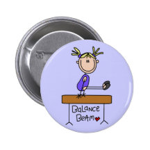Blonde Girl Gymnast on Beam Tshirts and Gifts Pinback Buttons