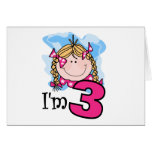Blonde Girl I'm Three Greeting Card