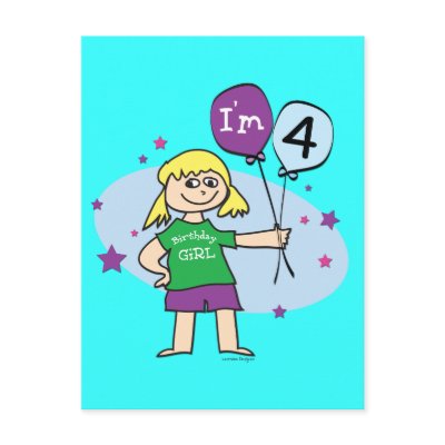 Blonde Girls I'm 4 4th Birthday Stationary Post Cards by birthdayzoo