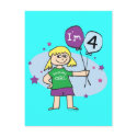 Blonde Girls I'm 4 4th Birthday Stationary postcards
