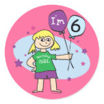 Blonde Girls I'm 6 6th Birthday Sticker