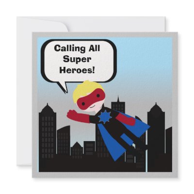 Blonde Hair Boy Super Hero Birthday Invitation by kids_birthdays