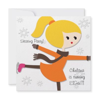 Blonde Haired Girl Skating Birthday Invitation by kids_birthdays