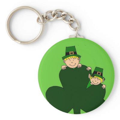 blonde kids with shamrock on green keychain by littlemunchkins