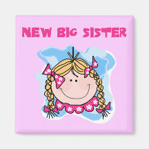 Blonde New Big Sister Tshirts and Gifts Refrigerator Magnets