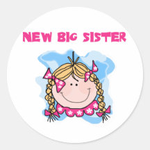 Blonde New Big Sister Tshirts and Gifts Round Stickers
