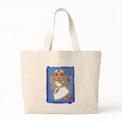 Blonde Nurse Fairy - RN LPN nursing tote bag by folkartblonde