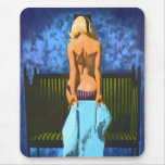 Blonde Pinup Girl Showing Her Naked Back Mousepad