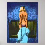 Blonde Pinup Girl Showing Her Naked Back Poster