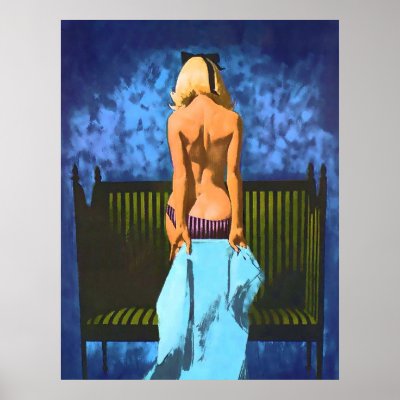 Blonde Pinup Girl Showing Her Naked Back Poster by IsisoftheEast