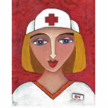 Blonde RN - folk art nurse Christmas ornament photo sculptures
