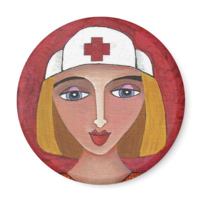 Blonde RN - folk art nurse / nursing magnet by folkartblonde