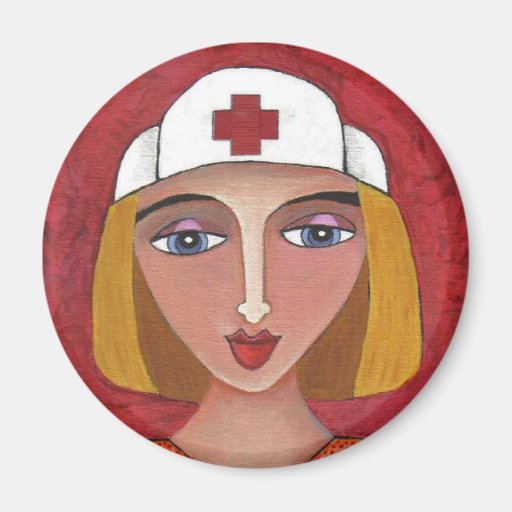 Blonde RN - folk art nurse / nursing magnet