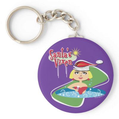 Blonde Santa's Vixen Keychain by naughtytees