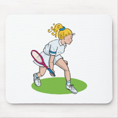 Blonde Tennis Girl Mousepad by shopaholicchick